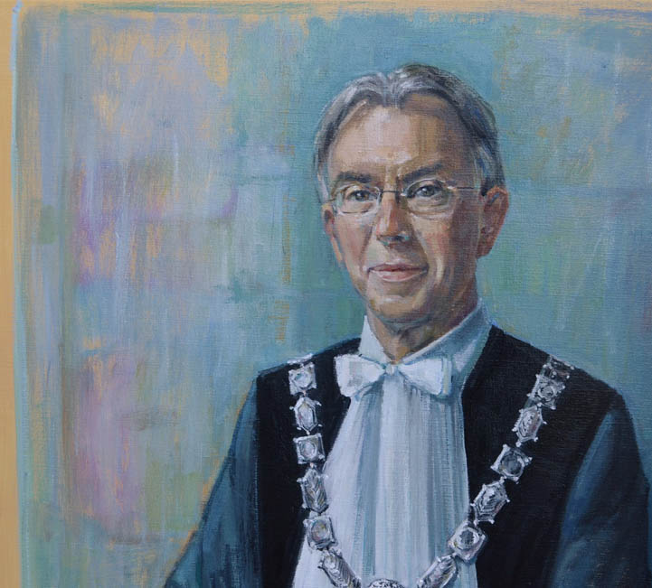 Officieel portret Burgemeester A. Osterloh, in opdracht van Gemeente Haldenbergen, door portretschilder Annelies Hoek